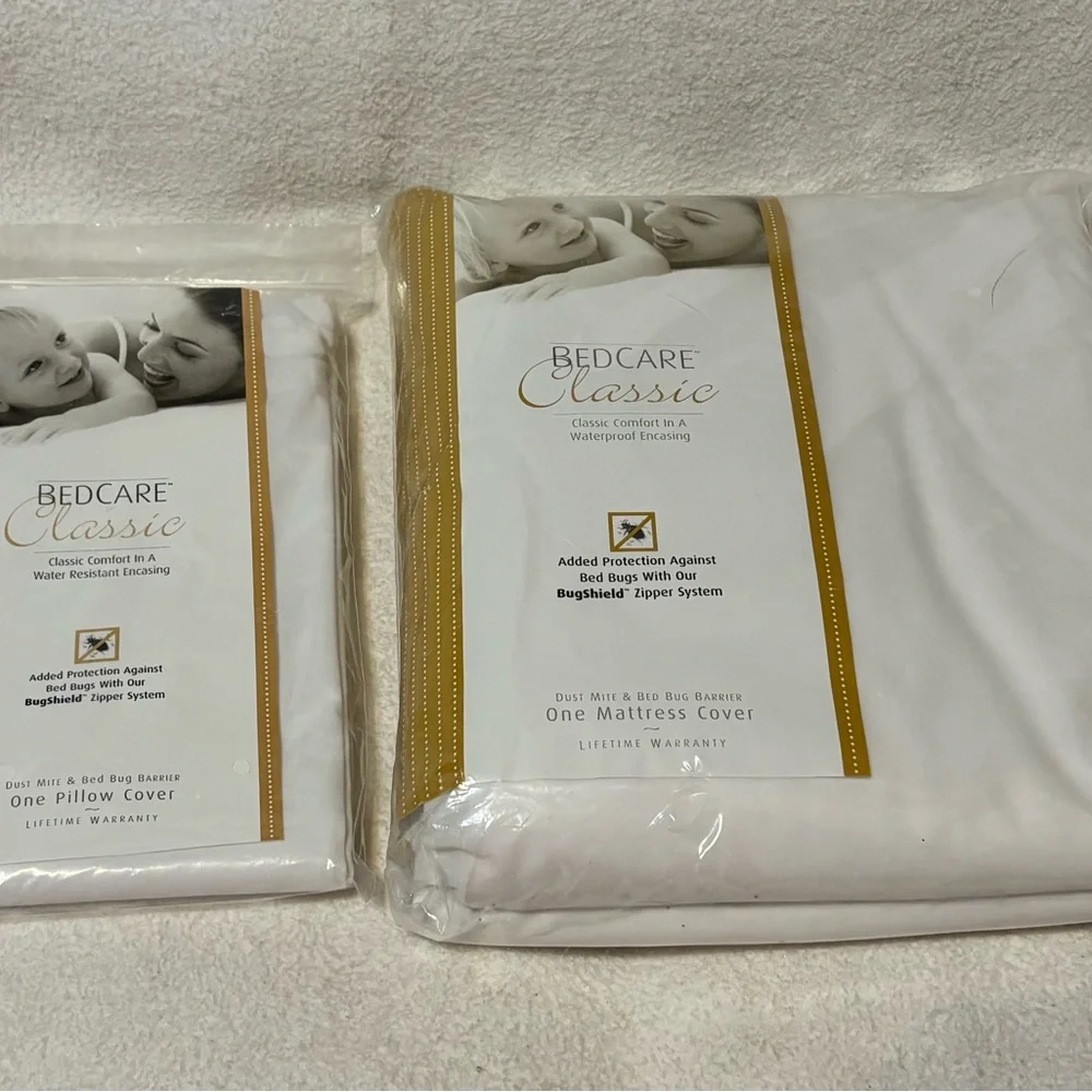 BedCare Classic White Mattress and Pillow Cover Set Queen
